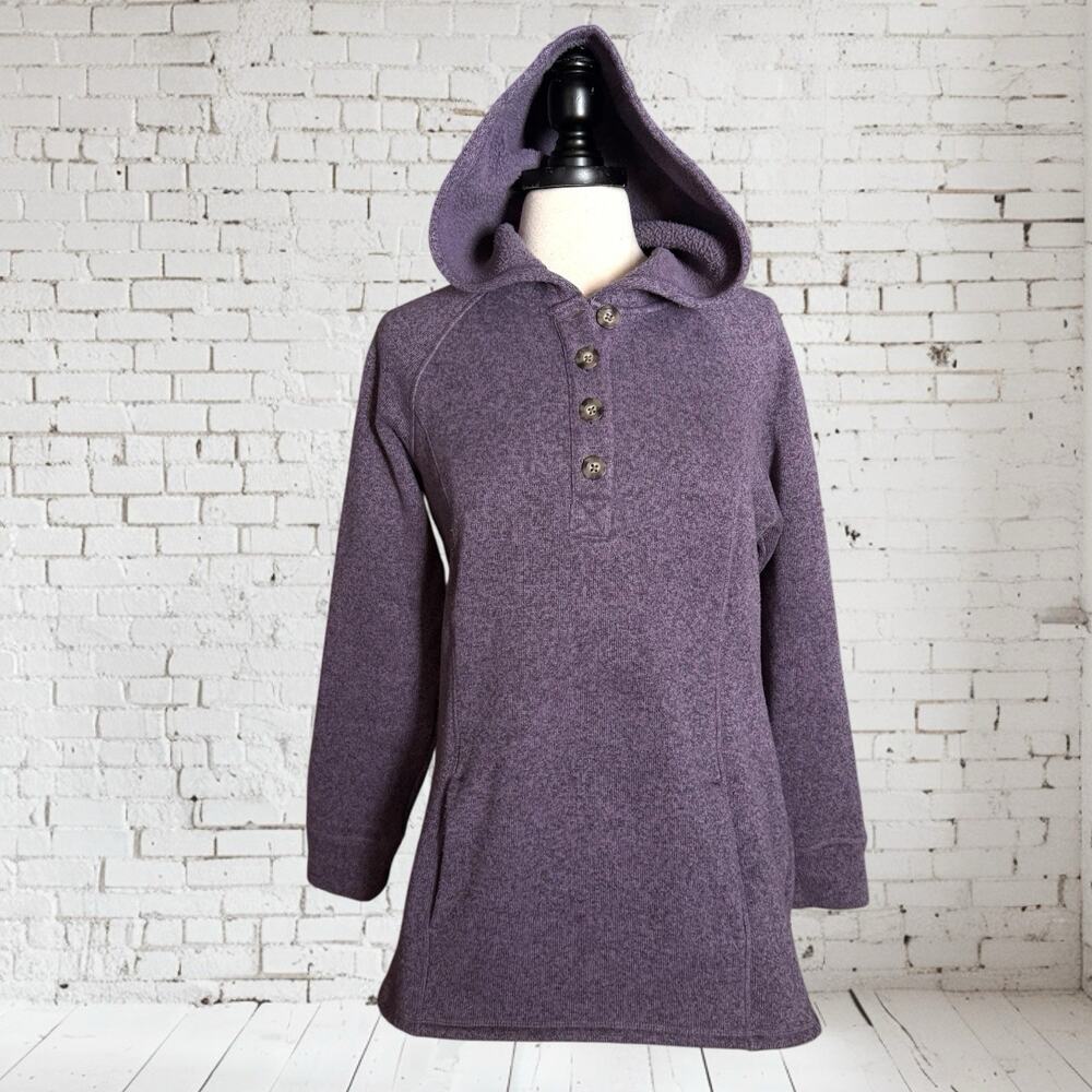Cabela's Pullover Grapevine Sweater with Hood 1/4 button Sz Large with Pockets